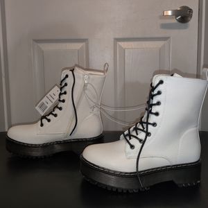 White Combat Boots